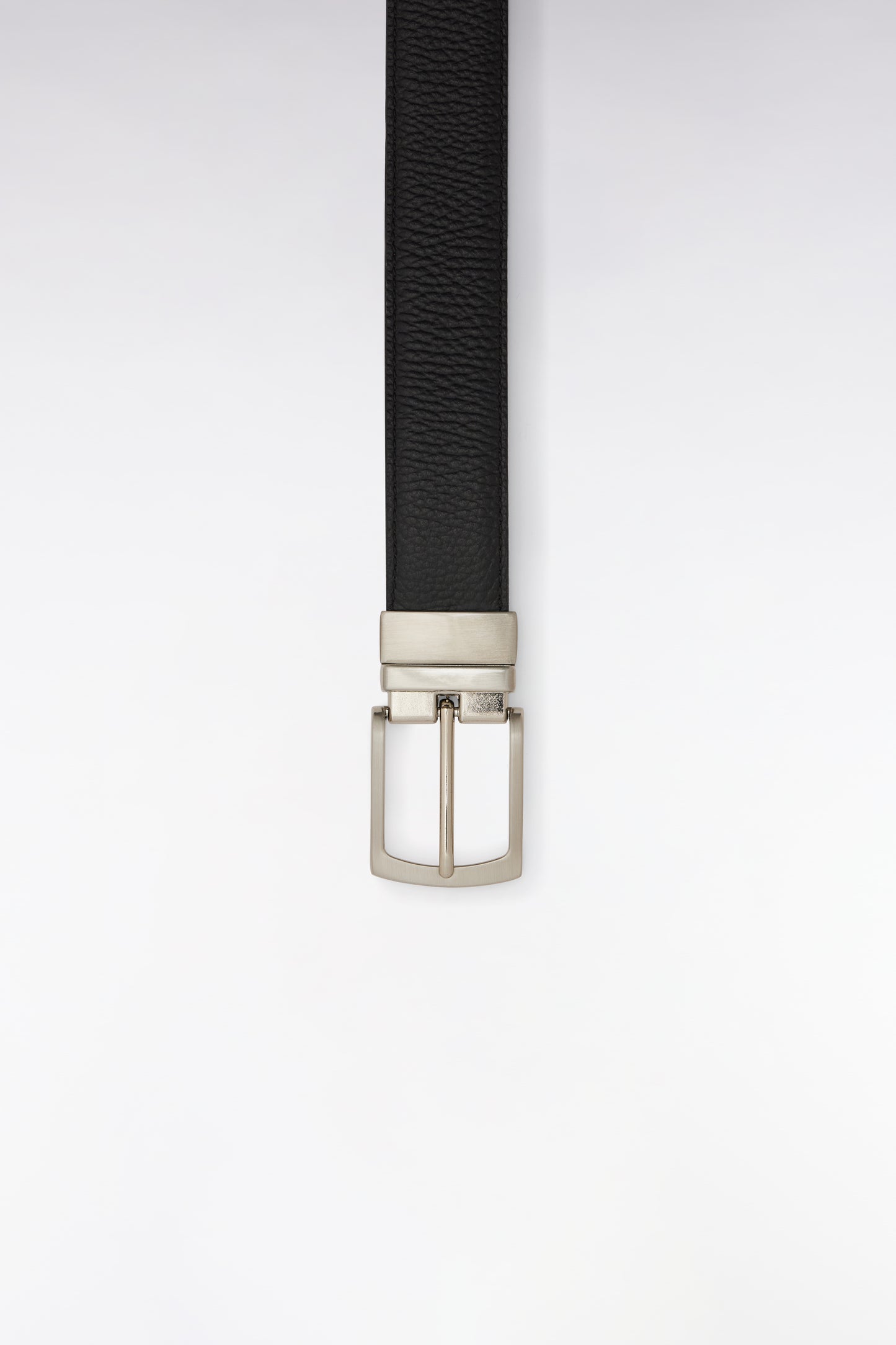 Ceinture en cuir lisse réversible noir et marron