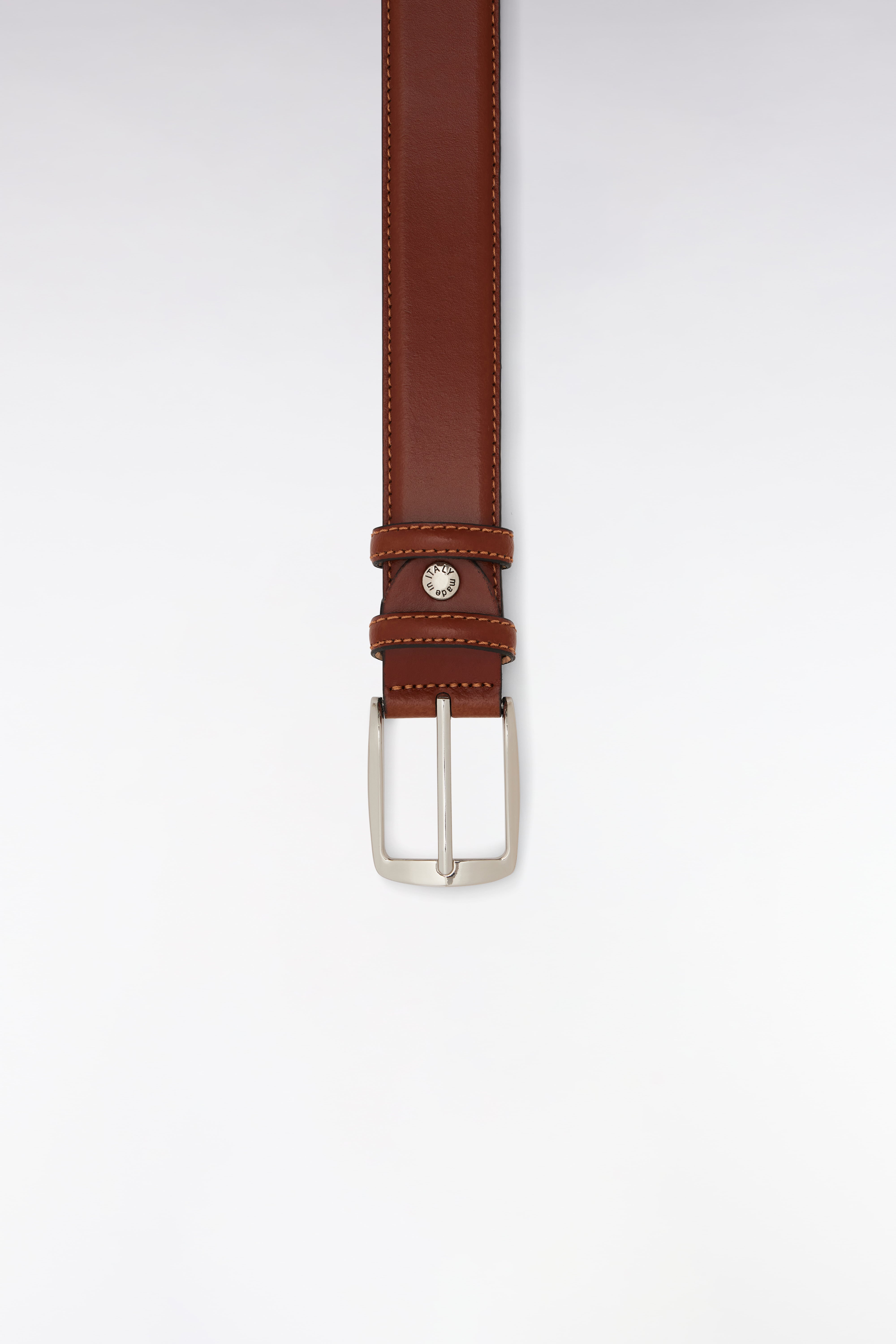 Ceinture en cuir lisse marron à double passants