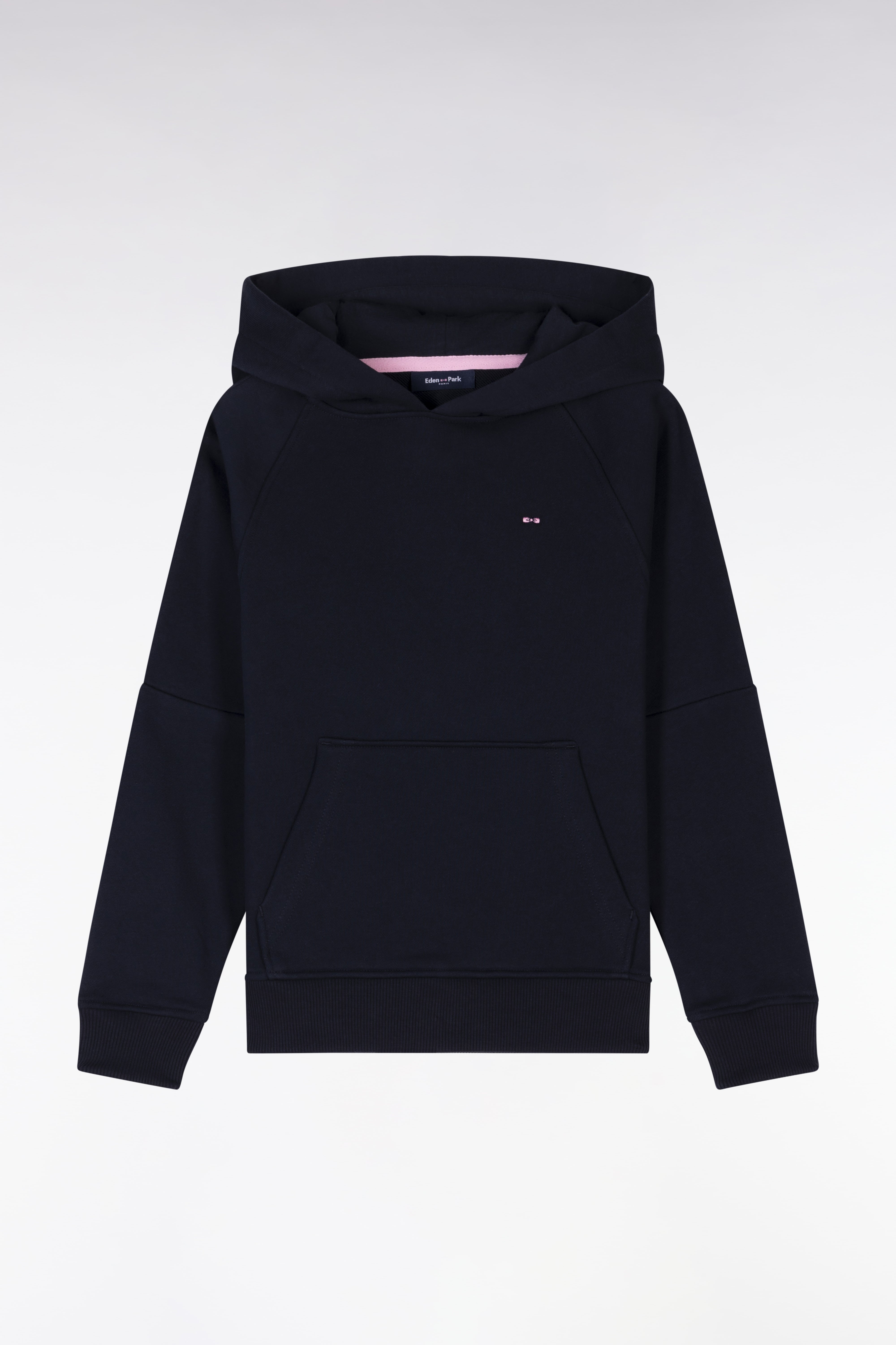 felpa con cappuccio in felpa cotone blu navy vestibilità dritta