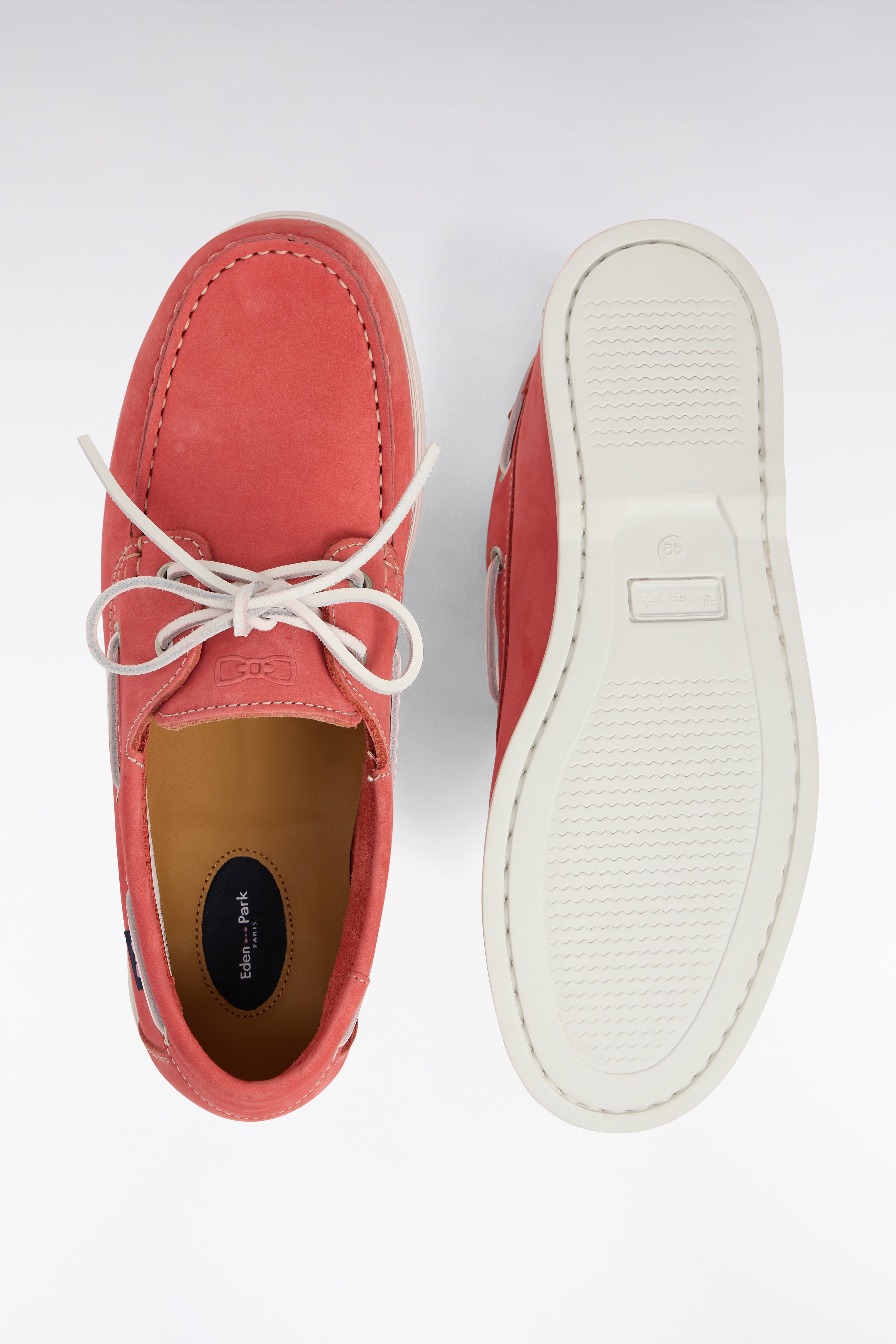 Mocassins bateau en cuir suédé rouge