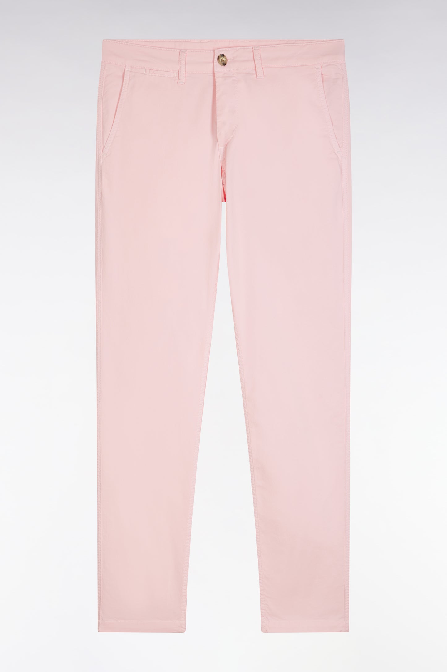Pink straight-cut stretch cotton pleat-free chinos