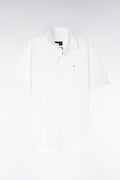 Polo à manches courtes uni en coton Pima blanc coupe droite