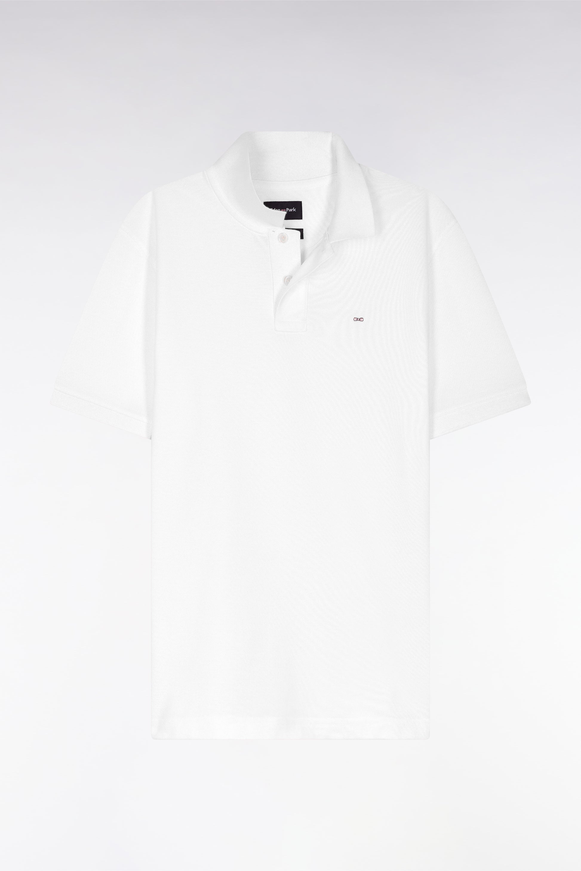 Polo à manches courtes uni en coton Pima blanc coupe droite