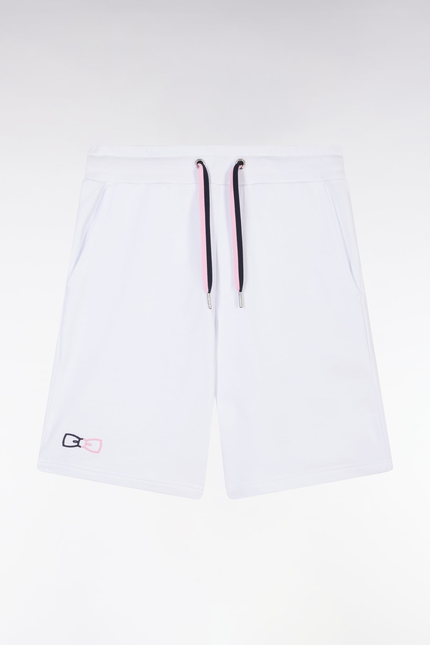 Relaxed-fit white cotton fleece jogger shorts