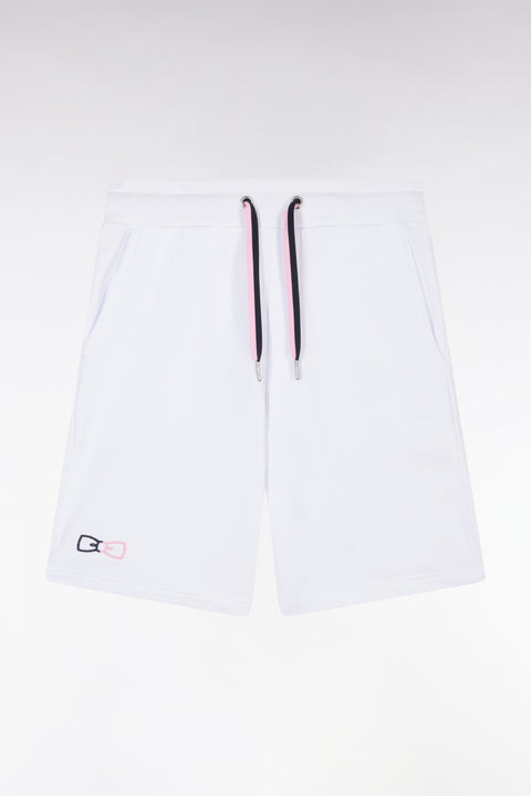 Short de jogging en molleton coton blanc coupe décontractée - Image 2