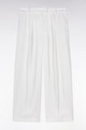Ecru flowing wide-leg trousers