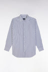 Chemise en coton ciel à rayures bâtons coupe décontractée