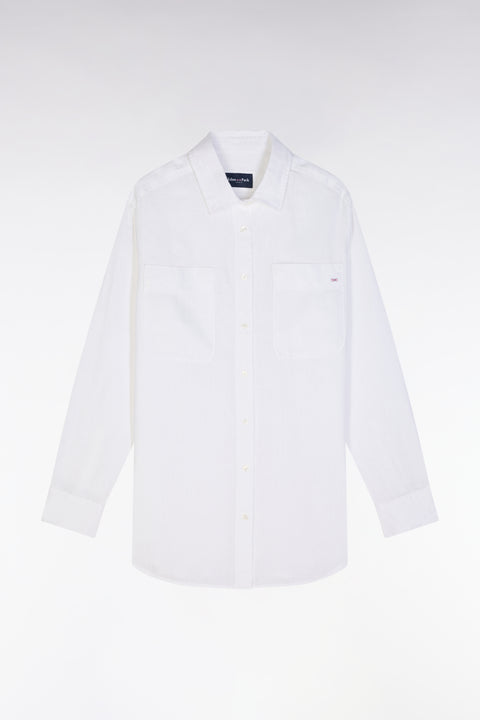 Chemise à poches plaquées en lin blanc coupe oversized - Image 2