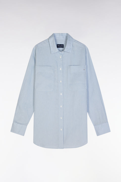 Chemise à poches plaquées en lin gris coupe oversized - Image 2