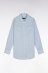 Chemise à poches plaquées en lin gris coupe oversized