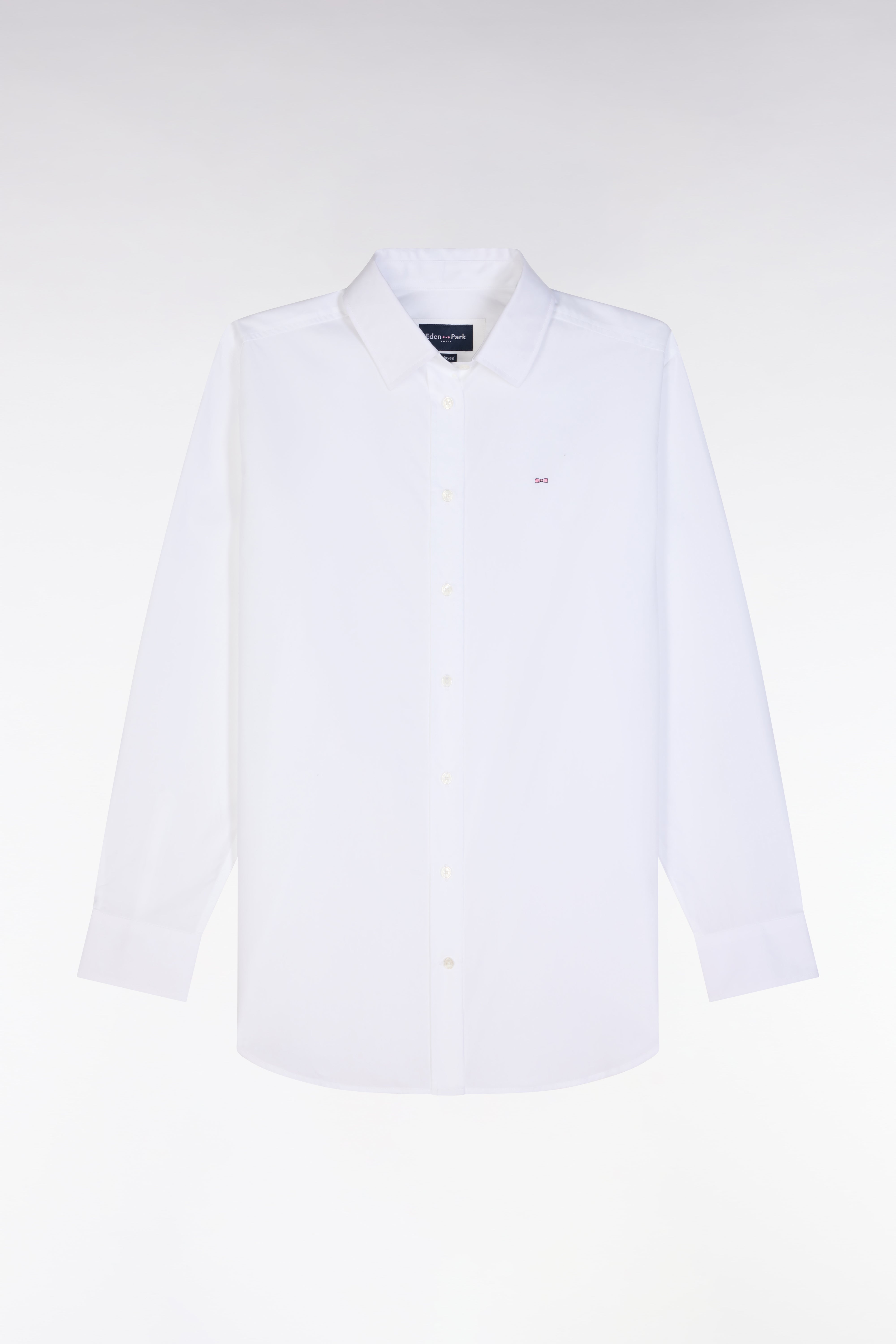 Chemise unie en coton blanc coupe décontractée