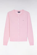 Cardigan en coton et soie mélangés rose coupe décontractée