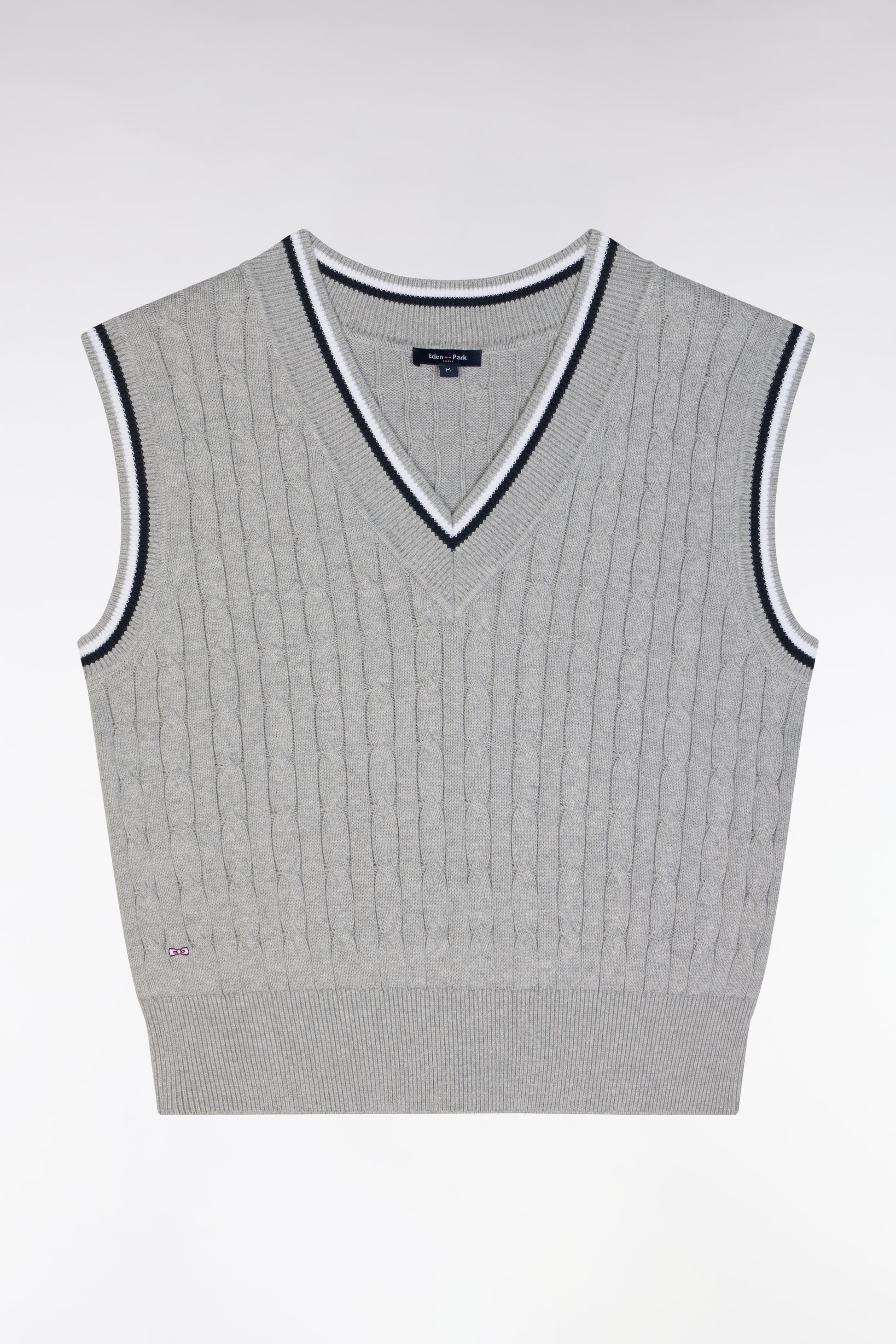 Knit Vest Vest Eden Park Relaxed-fit Black Cable Cotton Sleeveless