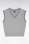 Pull sans manches en coton torsadé gris coupe décontractée