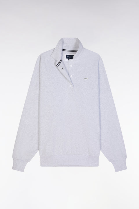 Sweatshirt à col maillot en coton gris coupe oversized - Image 2