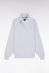Oversized grey cotton shirt with a rugby shirt collar