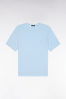 T-shirt uni ciel en lyocell et coton coupe droite