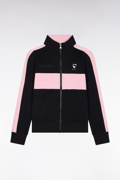 Sweatshirt zippé Nouvelle Zélande en coton noir coupe droite - Image 1