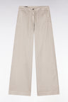 Relaxed fit beige stretch linen and cotton trousers