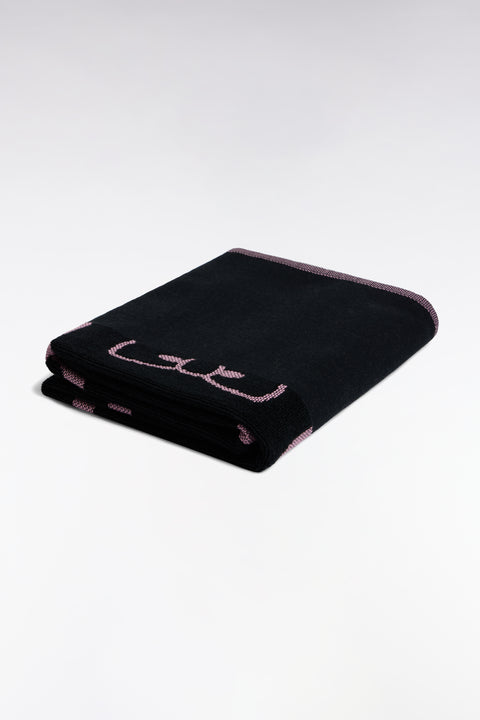 Drap de plage en coton éponge marine jacquard Eden Park rose - Image 3