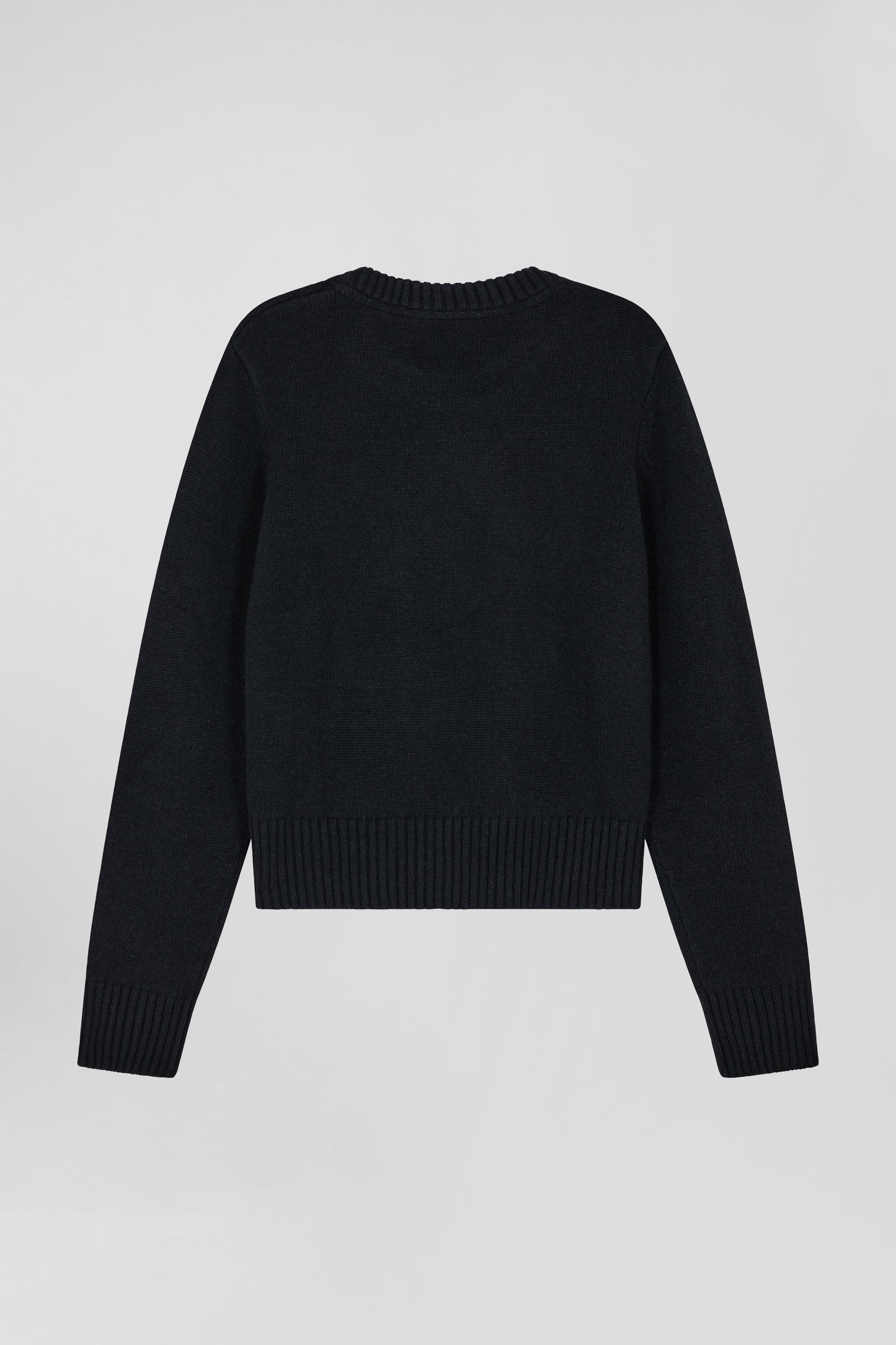 Pull col rond en laine et cachemire noir coupe Regular