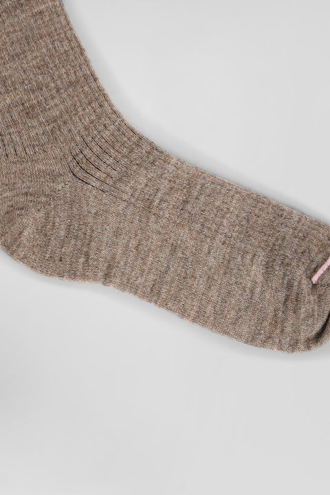 Chaussettes montantes en laine et alpaga camel - Image 3