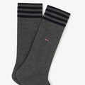 Paire de chaussettes gris foncé à bord rayé