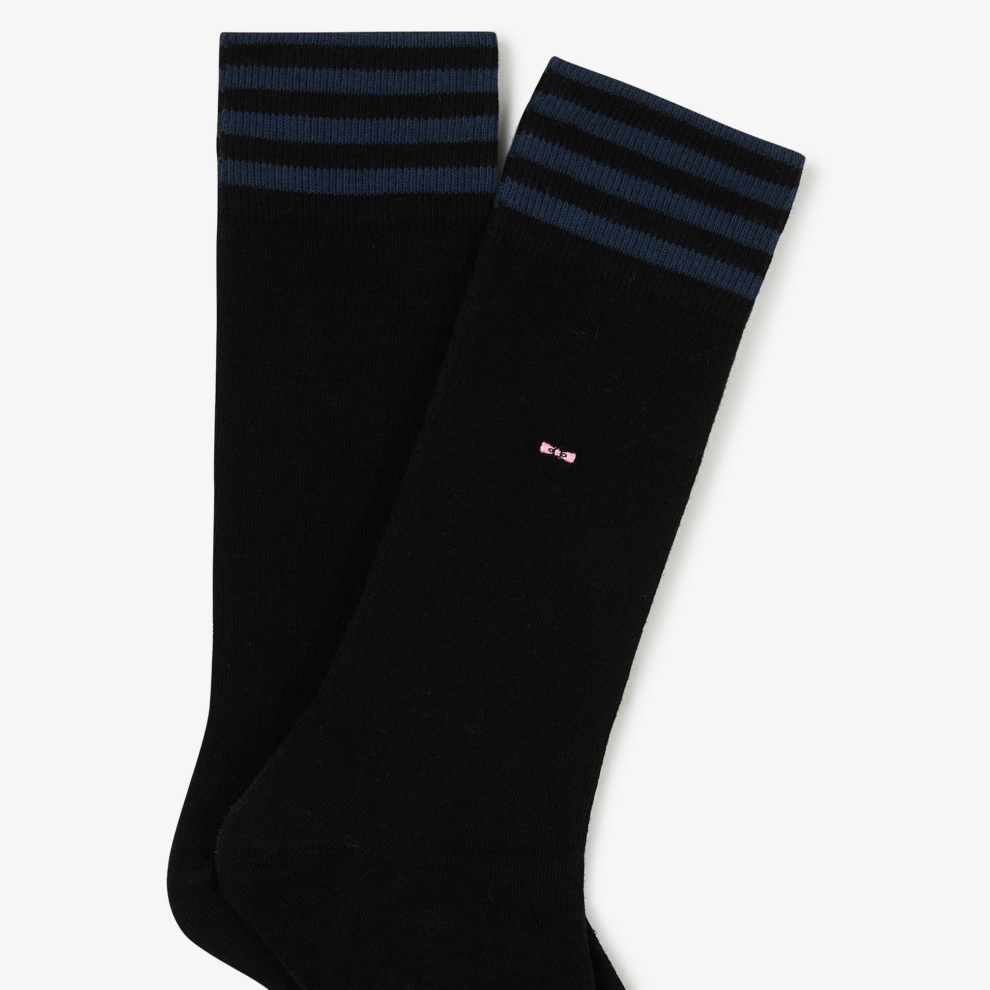 Paire de chaussettes noire à bord rayé