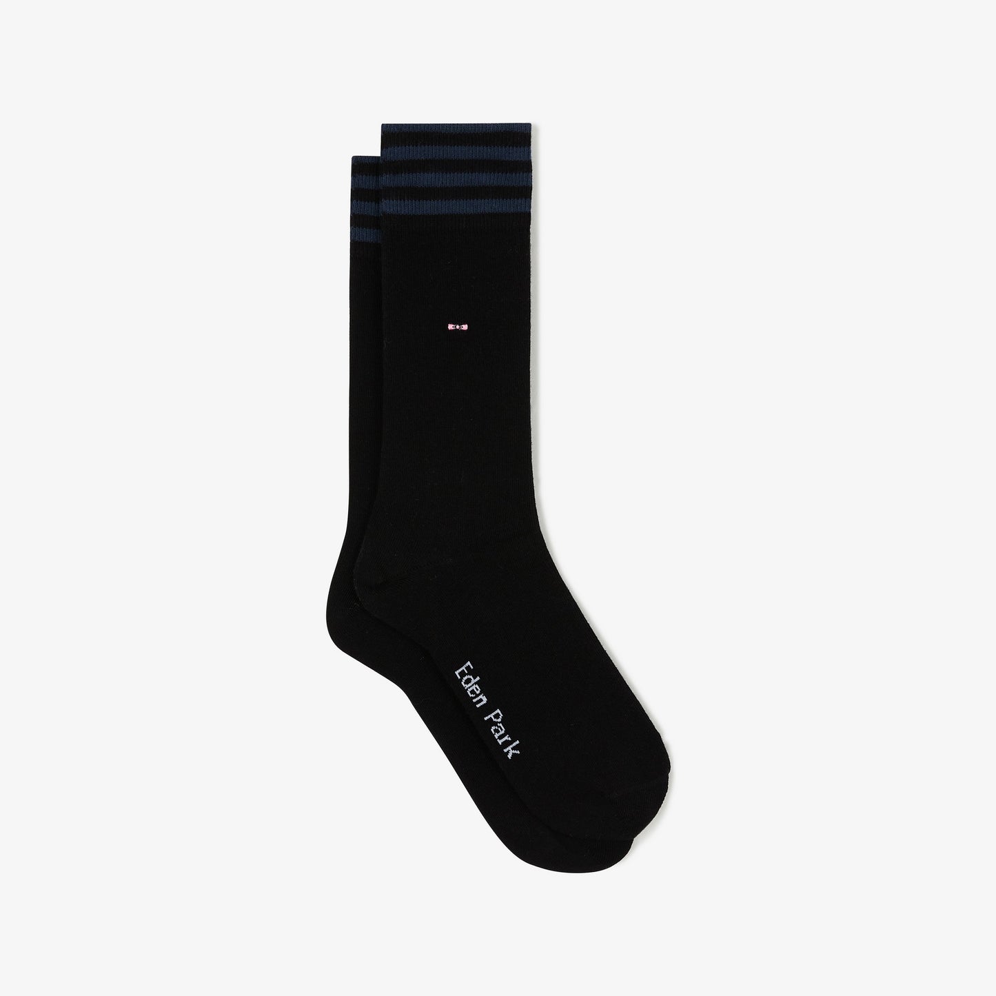 Paire de chaussettes noire à bord rayé