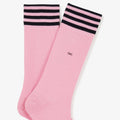 Paire de chaussettes rose à bord rayé