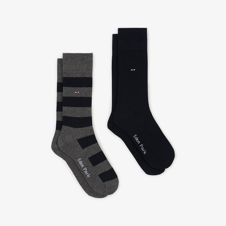 Lot de 2 paires de chaussettes unies et cerclées
