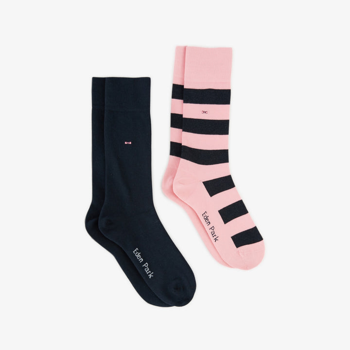 Lot de 2 paires de chaussettes unies et cerclées