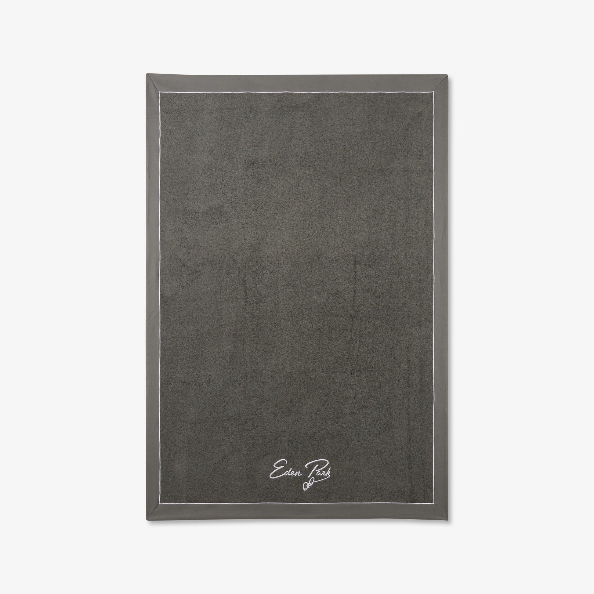 Grande serviette de bain à broderie grise