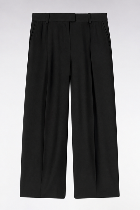 Pantalon à jambes larges fluide noir - Image 1