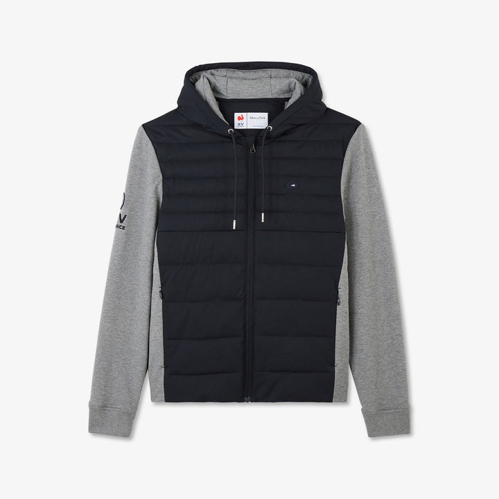 Sweat bleu foncé zippé colorblock bimatière XV de France