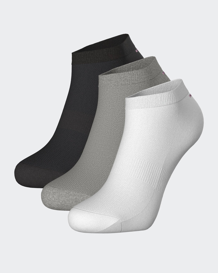 Lot de 3 paires de socquettes grises blanches et noires en coton stretch mélangé