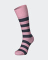 Set of three pairs of pink and navy striped socks