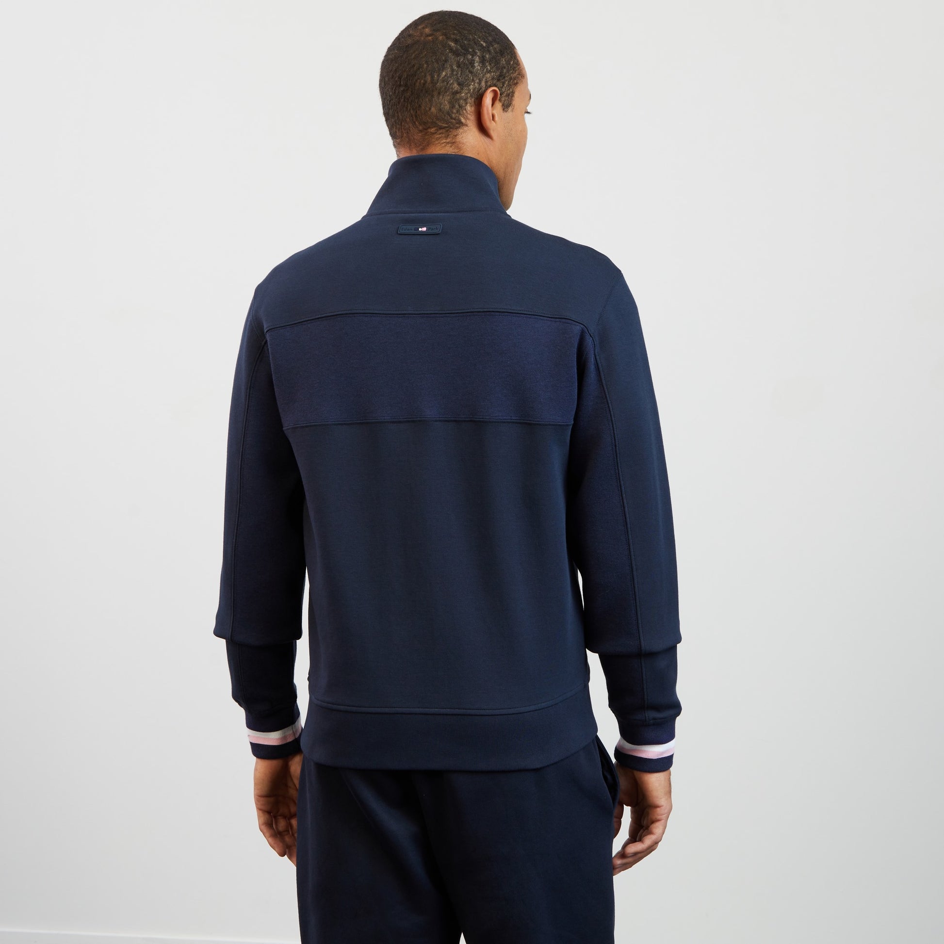 Sweat bleu foncé zippé colorblock