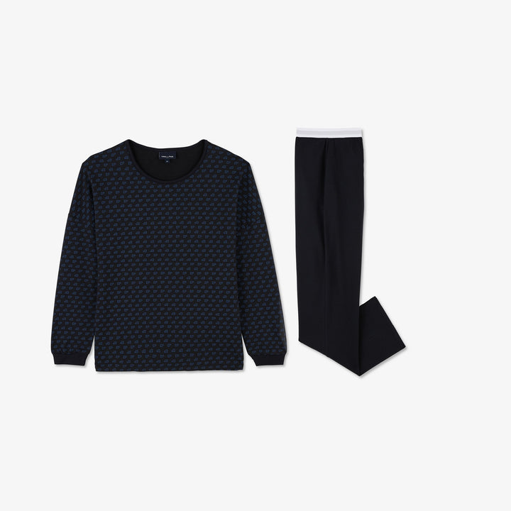 Pyjama long bleu marine imprimé EP