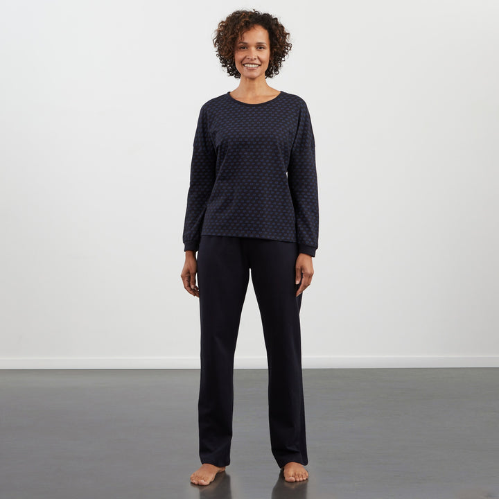 Pyjama long bleu marine imprimé EP