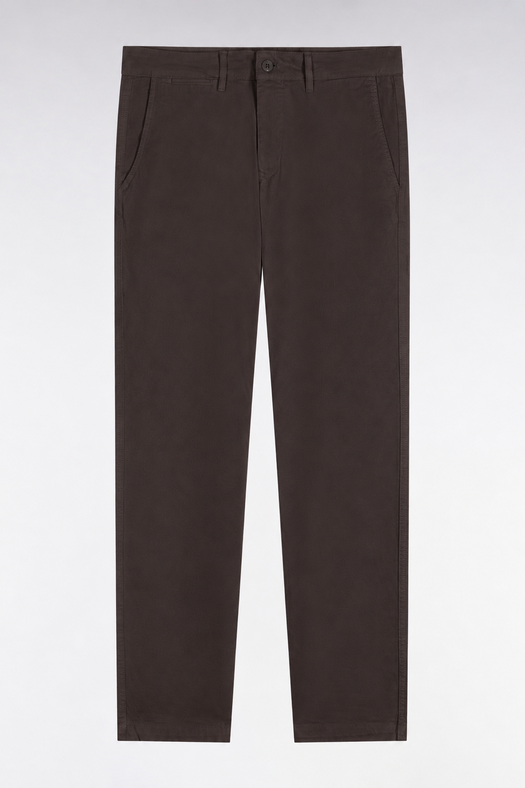 Pantalon chino sans plis en gabardine de coton stretch brun