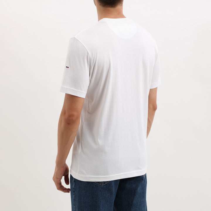 T-shirt blanc à broderie tricolore en jersey coton