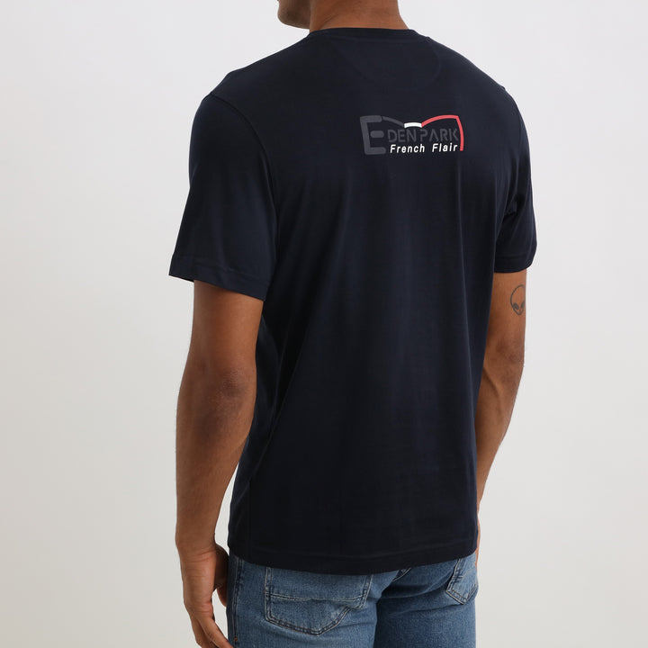 T-shirt marine application dos en jersey coton