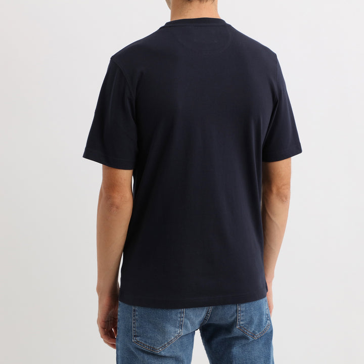 T-shirt marine signature débossée en jersey coton