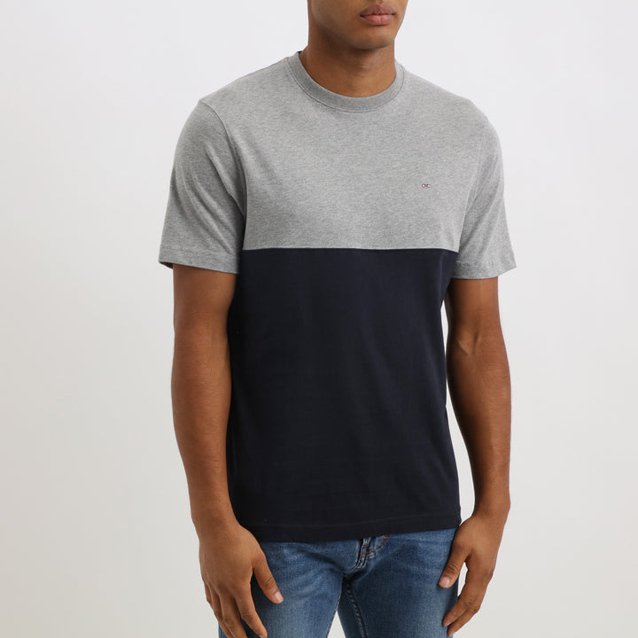 T-shirt gris bicolore en jersey coton