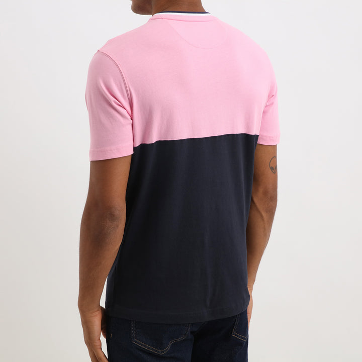 T-shirt rose bicolore en jersey coton