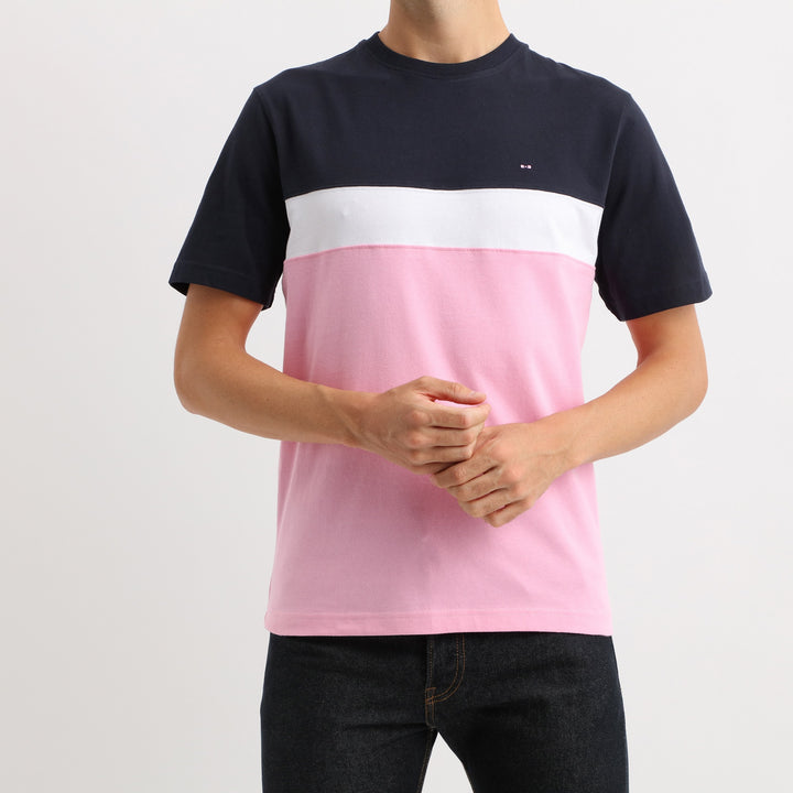 T-shirt rose colorblock en jersey coton