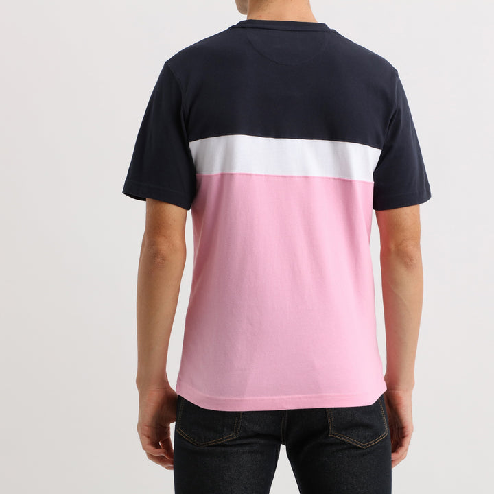 T-shirt rose colorblock en jersey coton