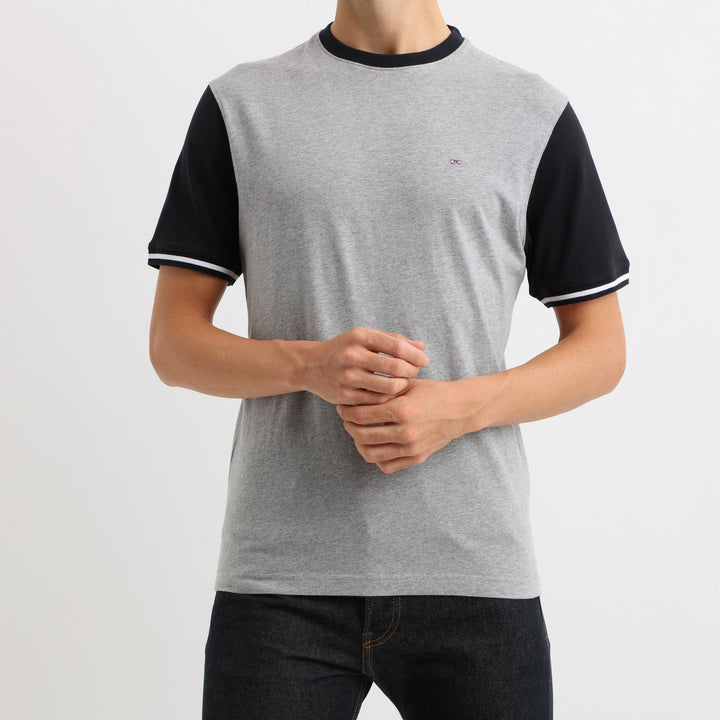 T-shirt bicolore gris en jersey coton