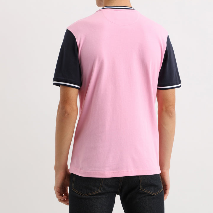 T-shirt bicolore rose en jersey coton